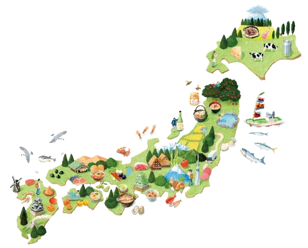 日本地図と商品イメージ